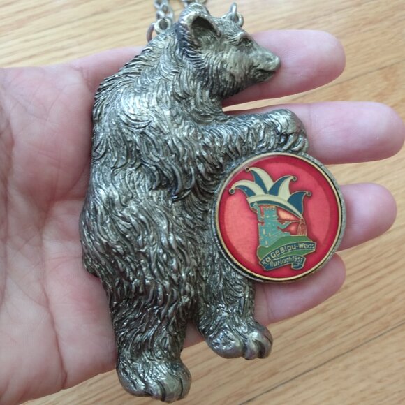 Vintage German Bear Necklace Ka Ge Blau-Weiss Durlach 1951 Festival Souvenir - Picture 6 of 12